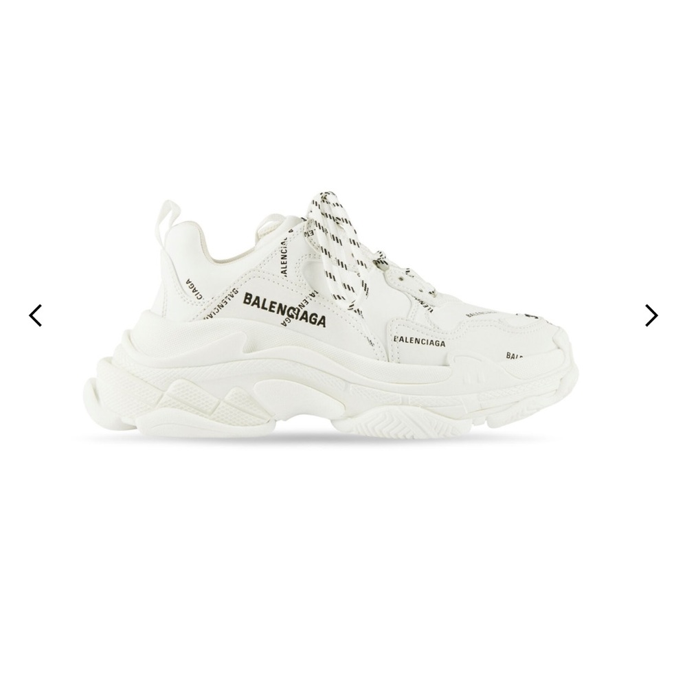Balenciaga Triple S Sneaker Allover Logo in white and black technical material